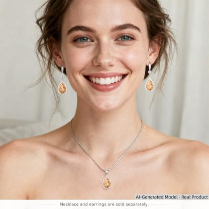 Linawe Imitation Diamond Dangle Earrings for Women Trendy, Rhinestone Drop Chandelier Earrings, Teardrop Crystal Cubic Zirconia Wedding Jewelry Set, 14K Gold/Rose Gold/Silver Tone - color: Silver,Champagne
