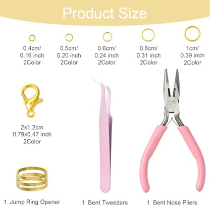 1188PCS Jump Rings for Jewelry Making Kit, Jump Rings and Necklace Clasps with Pliers Tools for Jewelry Making Supplies and Necklace Repair (Set B) - color: Set B