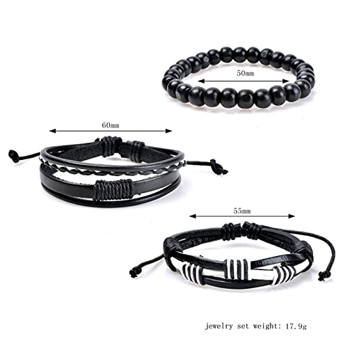 Fashion Retro Leather Bracelet, Stylish Classic Braided Bracelet for Women, Cuff Wrap Bracelet for Men, Black