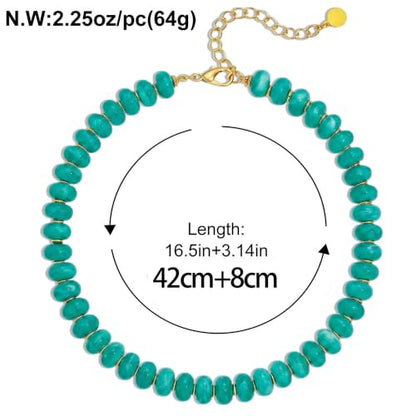 Chunky Beaded Necklace for Women, Colorful Trendy Statement Summer Jewelry Gift - color: necklace-41