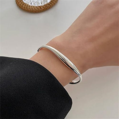 925 Sterling Silver Bangles For Women Handmade Silver Bangles Open Adjustable Bangle Bracelets For Women Silver Open Cuff Bracelets Stackable Wrap Bangles Festival Jewelry Gifts - color: Style 15