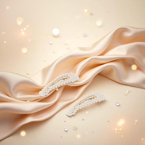 Pearl Hair Clips for Women, Snap Pearl Hair Clips and Barrettes, Stylish Hair Accessories for Daily Wear, Parties and Weddings, Elegant Design
