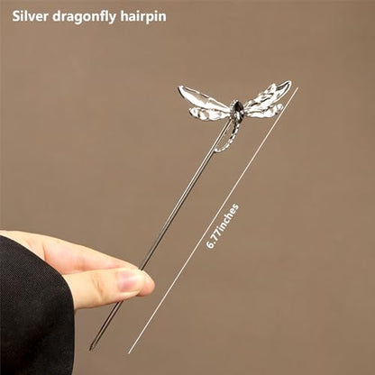 2 Pcs Hair sticks for buns,French hair pins for women,Buns and Updos with No Hair Damage,Metal Dragonfly French Pin Great Hold,Suitable for fine & thick hairUS300