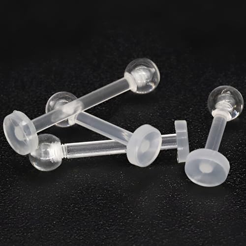 Clear Lip Piercings Set for Women Men 16 G Acrylic Tongue Rings Jewelry Nose Retainers Helix Earrings Studs Labret Piercing Para La Nariz 20 Pcs - size: 6-12 mm