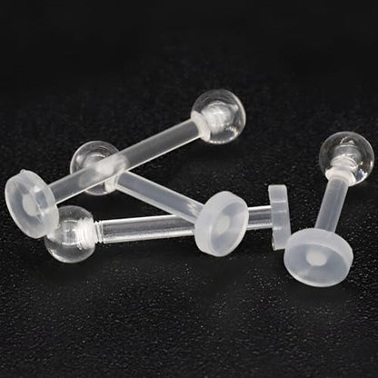 Clear Lip Piercings Set for Women Men 16 G Acrylic Tongue Rings Jewelry Nose Retainers Helix Earrings Studs Labret Piercing Para La Nariz 20 Pcs - size: 6-12 mm