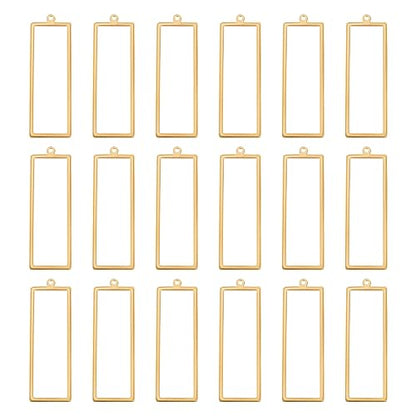 BENECREAT 20Pcs Golden Rectangle Brass Pendants, Hollow Geometric Metal Pendants Frames Open Bezel Charms for DIY Crafts Jewelry Making - color: Rectangle