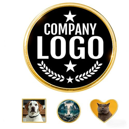 Custom Pins With Logo - Customized Buttons Customized pin for Men - color: Round and Gold