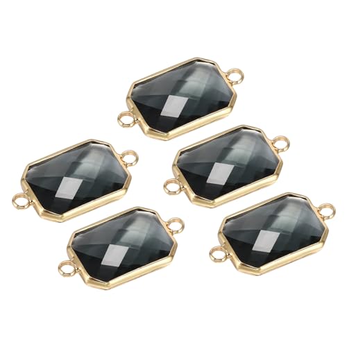 PATIKIL Birthstone Connector Link, Diamond Clear Charm Links, Glass Jewelry Findings Crystal Bead Link for Drop Dangle Pendants Necklace Bracelet Earring - color: Gray
