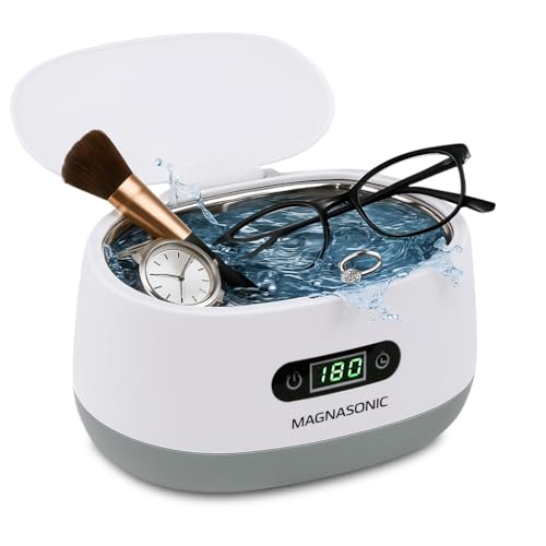 Magnasonic Ultrasonic Cleaner - 20oz Tank Ultrasonic Jewelry Cleaner & Ultrasonic Retainer Cleaner, Digital Timer, 5 Cleaning Modes for Glasses, Rings, Dentures, Tools, Aligners (UC22) - color: White, size: Ultrasonic Machine
