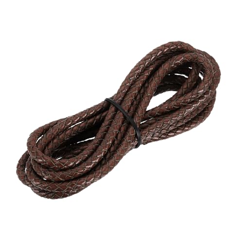 MECCANIXITY Braided Leather Cord, Round Leather Bolo Tie String Rope for Crafts, Jewelry Making, Necklace, Bracelets, 5mm x 2m, Retro Dark Coffee - color: Retro Dark Coffee, size: 5mm x 2m