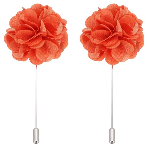PATIKIL Flower Boutonnieres Pin, Lapel Pin for Men Camellia Flower for Suit Wedding Graduation Anniversary Graduation Outfit Accessories - color: Orange