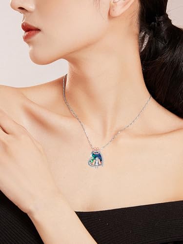 925 Sterling Silver Animal Necklace Heart Shape Dog/Rabbit/Cat Pendant Necklace for Women Animal Memorial Charm Jewelry Mother's Day Christmas Gifts - color: Dog and Women-Abalone