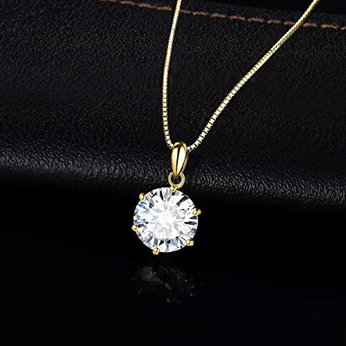 JewelryPalace Round 1ct 2ct 3ct Cubic Zirconia Solitaire Pendant Necklace for Women, 925 Sterling Silver 14k White Gold Plated Necklaces for Her, Classic Simulated Diamond Jewelry Set, 18 Inches chain - color: H-3ct-CZ-Yellow Gold Plated