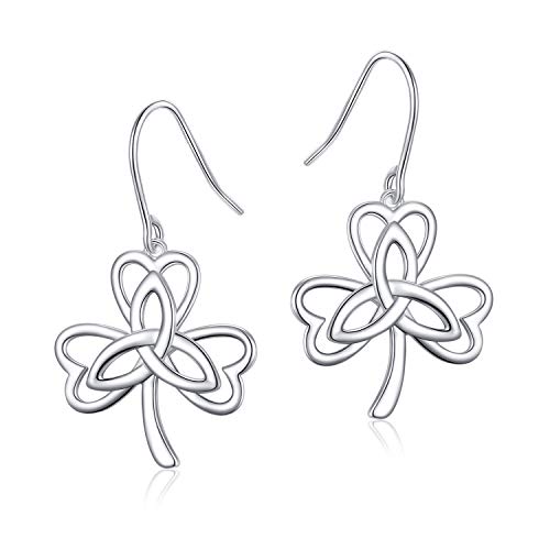 S925 Sterling Silver Celtic Knot Earrings for Women Irish Good Luck Drop Dangle Hook Earrings - style: Dangle Fish Hook - Celtic Clover