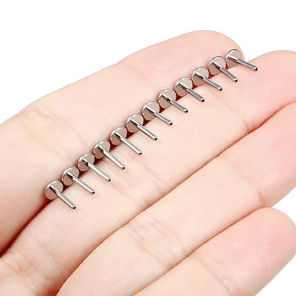 F136 Titanium 20/18/16G Threaded/Threadless Flat Earring Back Converter Kit Nose Lip Rings Medusa Labret Flatback Posts Cartilage Helix Conch Tragus Stud Piercing Jewelry Bar for Women Men - color: Threadless, size: 18g, 1/4in