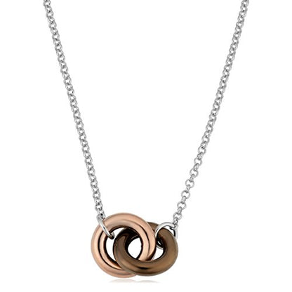 Kooljewelry Tri-Color Sterling Silver Interlocking Circles Necklace (adjusts from 18 to 20 inch)