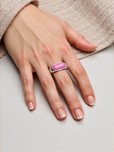 MYNENEY Signet Mens Pinky Rings Statement Wedding for Women - color: Pink stone