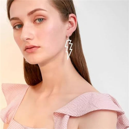 ONLYJUMP Acrylic Exaggerated Lightning Earrings Statement Punk Retro Geometric Delicate Neon Personalized Earrings Accessory Jewelry for Women - color: White
