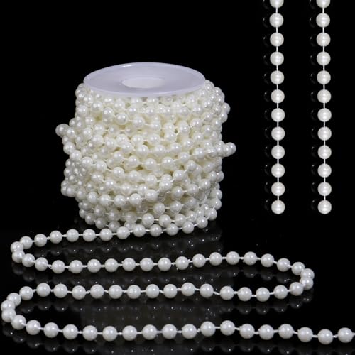 Pearls String Beads 33 Feet Crafts Faux Pearl Roll for Christmas Garland Flowers Wedding Party Jewelry Decoration(6mm Ivory) - color: Ivory, size: 6mm