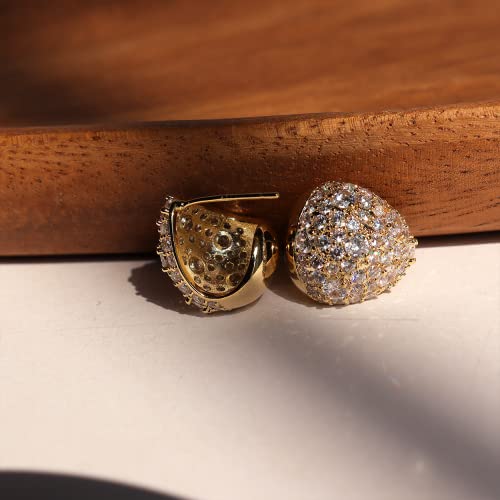 Sonateomber Gold Chunky Crystal Hoop Earrings for Women, Trendy Statement Sparkly CZ Rhinestone Thick Open Hoops Earings Hypoallergenic Wedding Prom Everyday Accessories Fashion Jewelry Gift - color: White