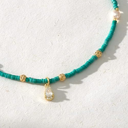 KissYan Beaded Choker Necklace for Women, Colorful Natural Gemstones Pearl Choker 14K Gold Plated Pendant Healing Crystal Necklace Handmade Stone Jewelry Gift | 14K Gold Plated Pendant Necklaces, Natural Gemstones Pearl Choker, Healing Crystal Chain, Hand