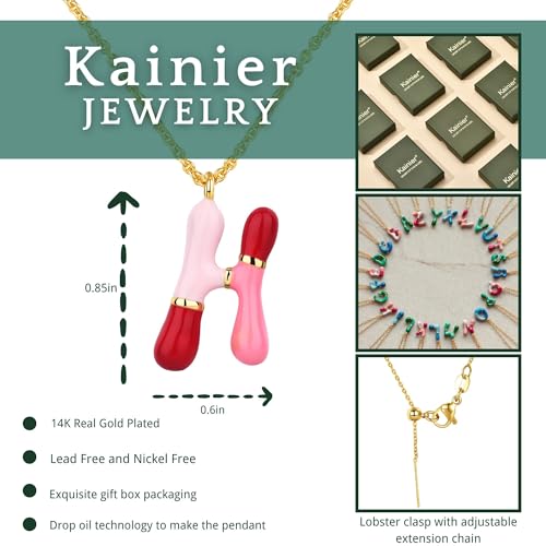 Kainier Bubble Letter Initial Necklace for Women, Colorful Balloon Alphabet Name Pendant Dainty Cute 14K Gold Plated Necklaces Jewelry Gifts… - color: Colourful, style: H