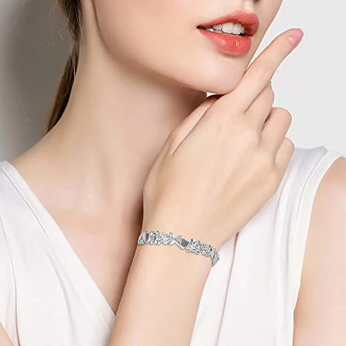 SYHOL Gold Jewelry Sets for Women 18K Gold/Silver Filled Jewelry Necklace Set Wedding Bridal Fashion Jewelry Sets Women Accessories Bracelets Earrings and Rings Sweetheart Gifts - color: Silver