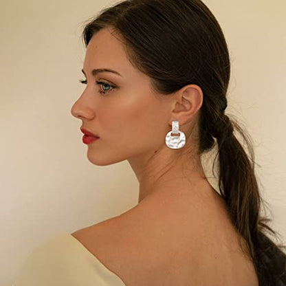 MUYAN Gold Clip On Drop Earrings for Women Non Piercing Dangle Earrings Fashion Jewelry - color: C Clip Silver