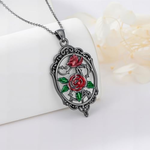 Sterling Silver Halloween Necklace Gothic Jewelry Gifts for Women Men - style: Cameo-Rose