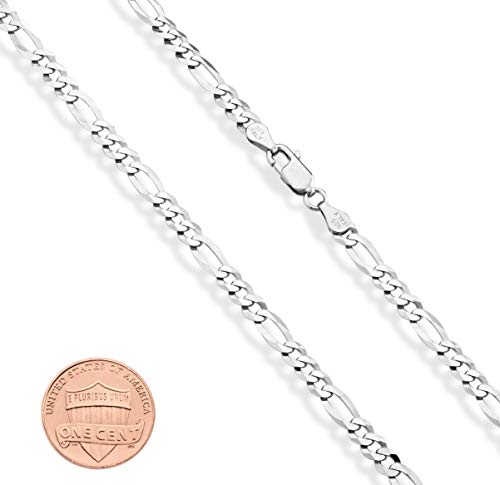 Miabella Italian 925 Sterling Silver 5mm Figaro Bracelet for Women Men | Solid Link Chain, Diamond-Cut, Fine Jewelry, Made in Italy - style: Length 9 Inches (X-Large)