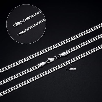 S925 Sterling Silver Chain for Men - 3.5mm Sterling Silver Cuban Chain Necklace Thick Sturdy Colourfast Necklaces Jewelry for Men 18/20/22/24 Inch