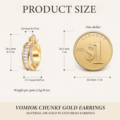 Gold Silver Huggie Hoop Earrings for Women 18K Gold & Sterling Silver Plated Cubic Zirconia Hoop Earrings Double Hoops Earrings Hypoallergenic Non Tarnish Earings Jewelry Gift - color: Gold-A