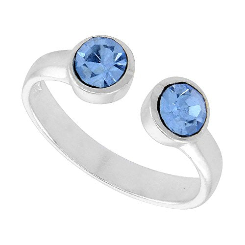 Sterling Silver Birthstone Colors Crystal Toe Ring for Women Open Top Midi Ring Knuckle Ring Adjustable sizes 2 to 4 - style: Alexandrite