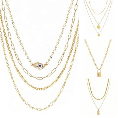 Stocking Stuffers Gold plate and Silver Plated Jewelry Sets Stocking Stuffers for Women Costume Jewelry Chain Necklace Bracelet Earrings and Rings Sets for Women Bulk Jewelry - color: JJG66Hgold