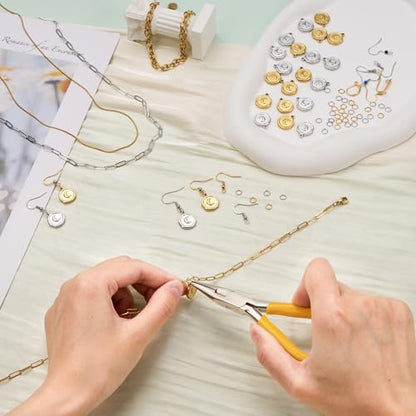 20 Pack Moon Charms for Jewelry Making Stainless Steel Round Pendant Charm Bulk with Jump Rings - color: Moon Gold Silver