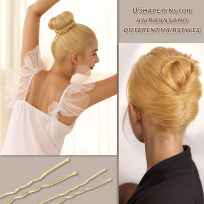 Teenitor 300pcs Blonde Bobby Pins Hair Pins 100 Bobby Pins Blonde Hair 2" 2.75",100 Hair Pins for Women 2" 2.36" 100 Hair Bands Kit - color: Blonde