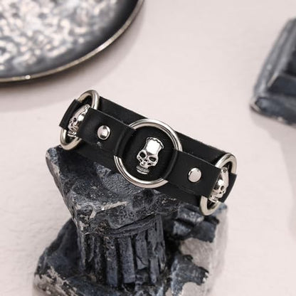 Mens Bracelet Braided Leather Punk Rock Cuff Bracelets Wrap Bracelet for Men Women Black - color: C:3PCS