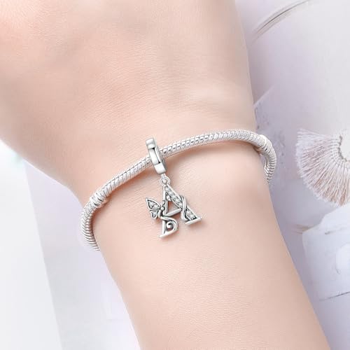 Gold Flower Family Charms for Bracelet Bead Charm for Women Jewelry Present - style: Letter A