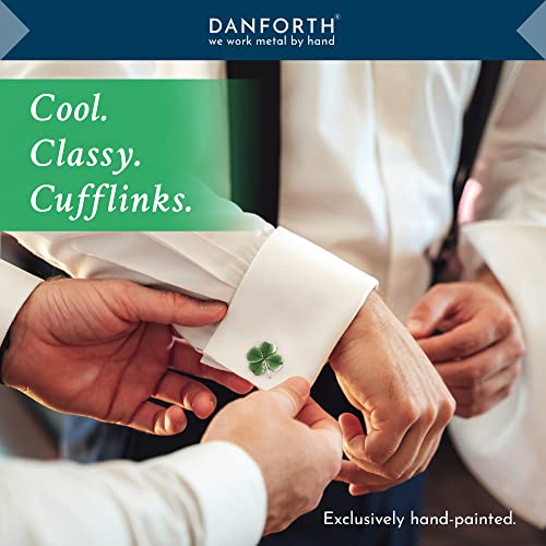 – Cufflinks For Men, Set Of 2, ¾” – Handmade High End Metal Cuff Links For Men – Fancy Jewelry For Guys – Made In USA - color: Green Four Leaf Clover