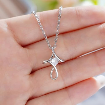 Dainty Cross Pendant Necklace Women’s Engagement Jewelry with Chic Shiny CZ - color: Silver Color