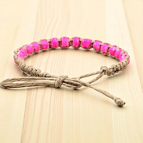 BlueRica Hemp Anklet with Puka Shell Beads - style: Neon Pink
