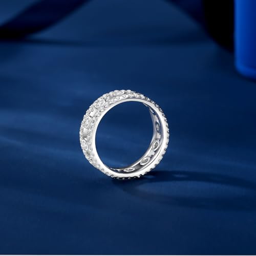 Moissanite Eternity Ring for Women Round Cut D Color VVS1 Moissanite Wedding Band, S925 Sterling Silver 18K White Gold Plated Promise Engagement Rings for Women - style: 1.548CTTW Half Eternity Band