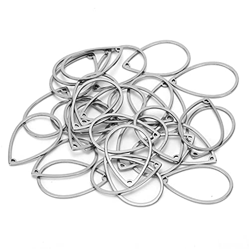 30PCS Teardrop Hollow Frame Pendant, Geometric Open Pendant Frame Earrings Beading Hoop Stainless Steel Linking Ring Connector for Jewelry Making Charms DIY Earrings Bracelets