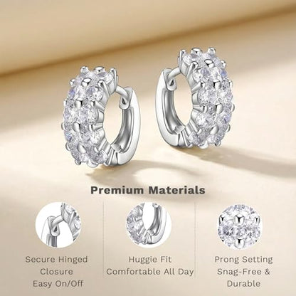 MISS MIMI Sparkle Pavé Hoop Earrings for Women, 925 Silver Posts | Elegant Sparkle Design,Lightweight Comfort , Multiple Hoop Styles , 925 Silver Posts , Everyday Jewelry Gift - style: 0.55 Inch Hoop