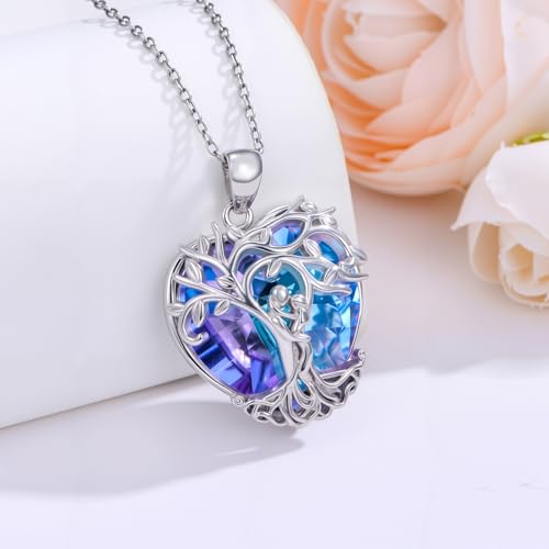925 Sterling Silver Necklace Gifts for Women Crystal/Opal Jewelry Pendant Christmas Birthday Gift - style: Hug Couple