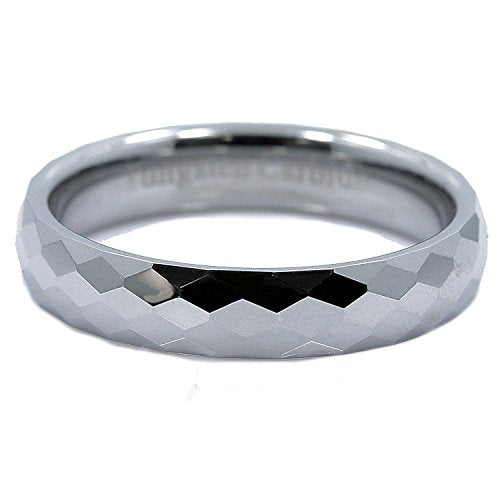 Tungsten Carbide Faceted Honeycomb Wedding Band Plated in Gold, Rose Gold or Black Ring - color: Polished-4mm