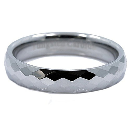 Tungsten Carbide Faceted Honeycomb Wedding Band Plated in Gold, Rose Gold or Black Ring - color: Polished-4mm