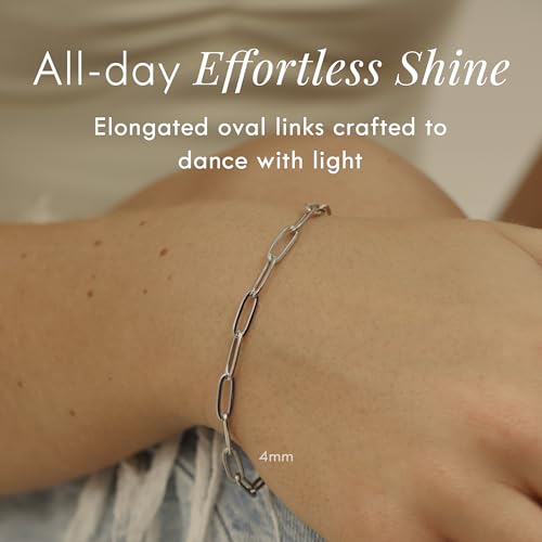 DESTIN Jewelry 18K Gold Plated Paperclip Chain Necklace, 2.5-6.5mm | Waterproof, hypoallergenic and tarnish-resistant adjustable stainless steel layering chain for women. - color: Stainless Steel, size: 7", style: 2.5 MM