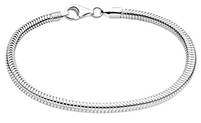 Savlano 925 Sterling Silver Solid Italian Round Diamond Cut Flexible Snake Chain Bracelet With Gift Box For Women & Men - Made in Italy - style: 5mm