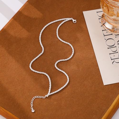 Gold/Silver Ankle Bracelets for Women,14K Gold Anklets for Women Waterproof Sparkly Chain Rhinestone Anklets Set Stackable Layered Anklet Bracelets for Women Beach Gold Jewelry Gift - style: Sparkly SL